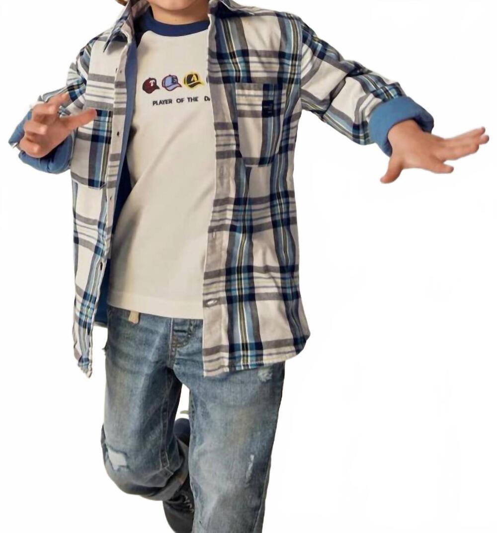NEW MAYORAL boys checked overshirt in glaciar